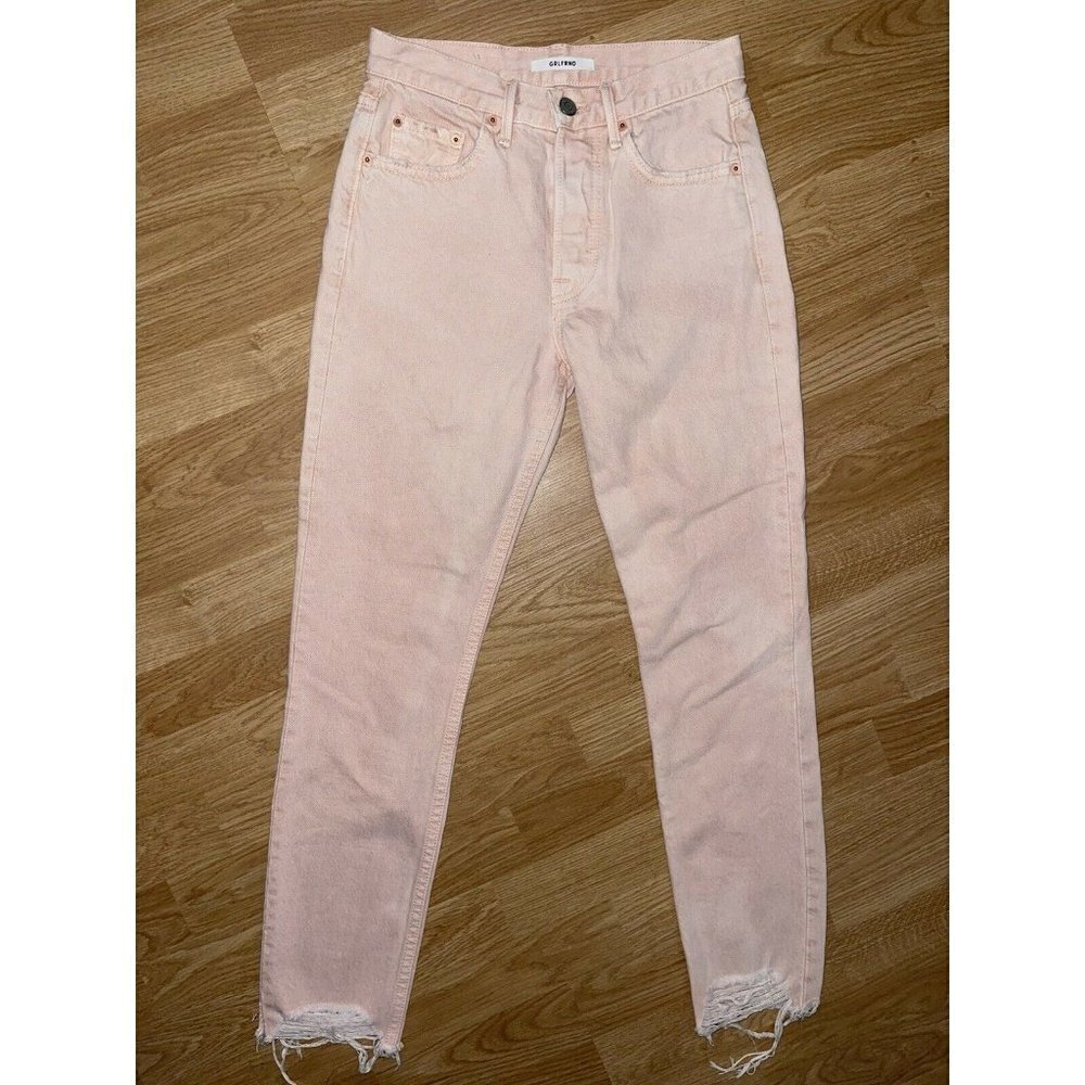 𝅺GRLFRND Jeans Size 24 Pink White Washed Distressed Button-Fly (Y1)